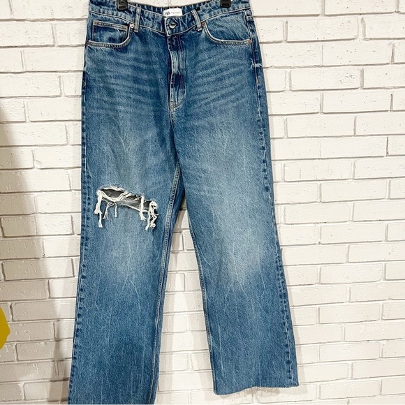 Zara Women’s Ripped Wide Leg Jeans - Picture 1 of 8